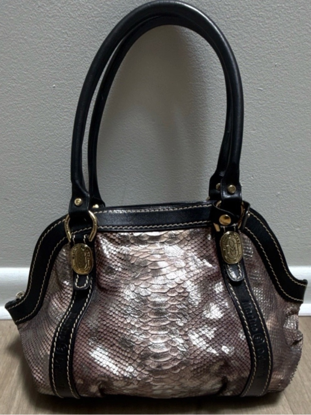 VINTAGE Marino Orlandi Designer Snake Print Satchel Bag